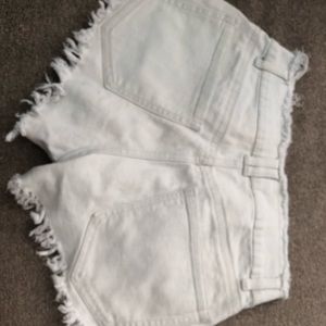 Distressed jean shorts